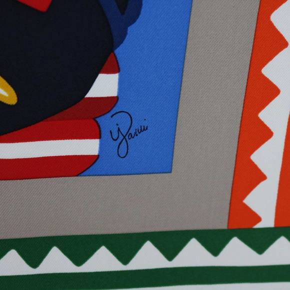 HERMES Carre 90 Fantaisie d�fEtriers Scarf Silk Blue Multicolor Auth 60781 - Picture 15 of 16